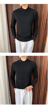 Men's Turn Down Collar Knit Sweater