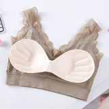 WireFreeFlex™ seamless tank bra top in taupe with lace trim for daily comfort and support.