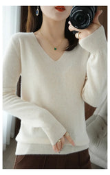 Women's V-Neck Knitted Pullover Sweater