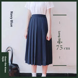 Women Pleated Midi College Skirt