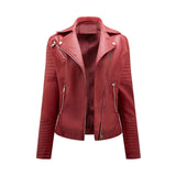 Women's Faux Leather Lapel Biker Jacket