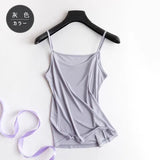 SilkAura™ Silk Blend Knit Camisole in light gray, perfect for summer, featuring adjustable straps and soft breathable fabric.