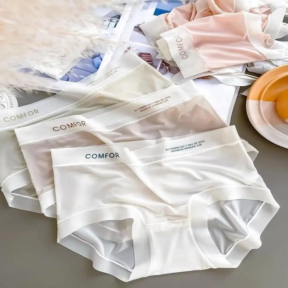 Women Ruffle Ice Silk Panties