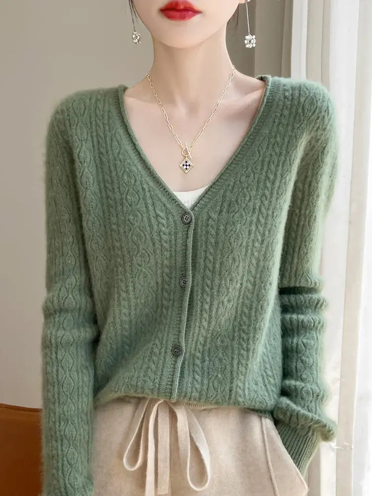 Women Merino Wool Cashmere Cardigan