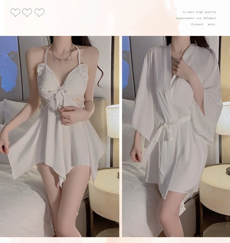 Women Bow Robe Sleep Set