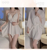 Women Bow Robe Sleep Set