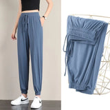 Women Ice Silk Drawstring Pants