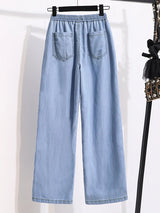 Women Ice Silk Wide Leg Jeans