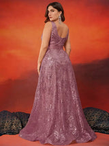 Women Plus Size V-Back Sequin Evening Cocktail Dress