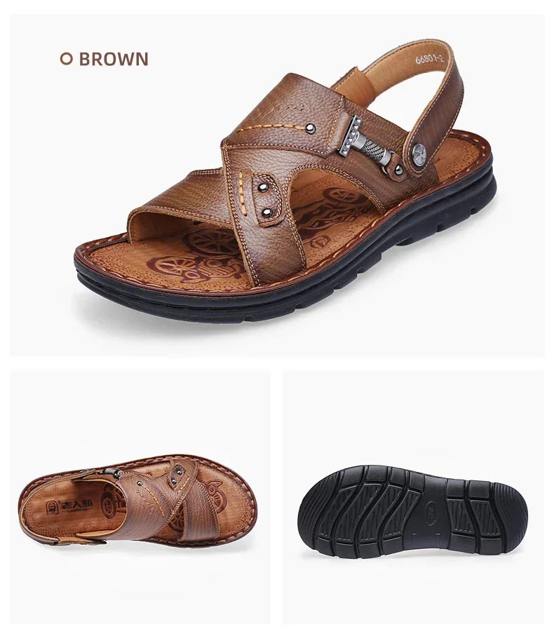 Men Leather Buckle Casual Sandals