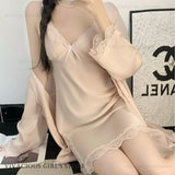 Women Satin Robe Nighty Set