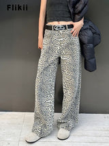 WildFur™ – Leopard Print High Waist Denim Trousers (Statement, Fierce & Urban)