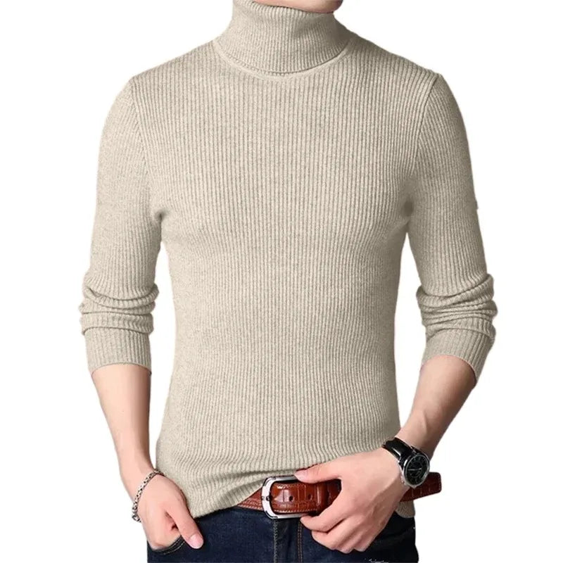 Men's Oversized Striped Turtleneck Sweater