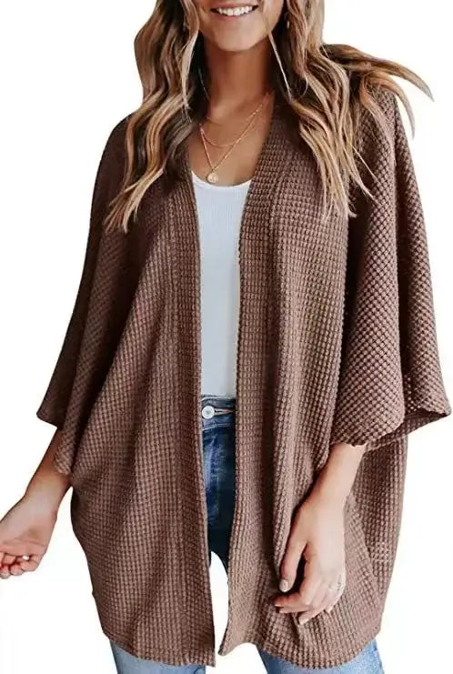 Women Oversized Waffle Knit Cardigan