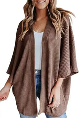 Women Oversized Waffle Knit Cardigan