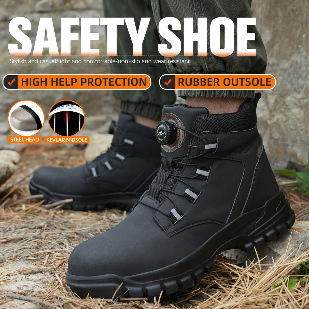 Men Waterproof Indestructible Steel Toe Boots