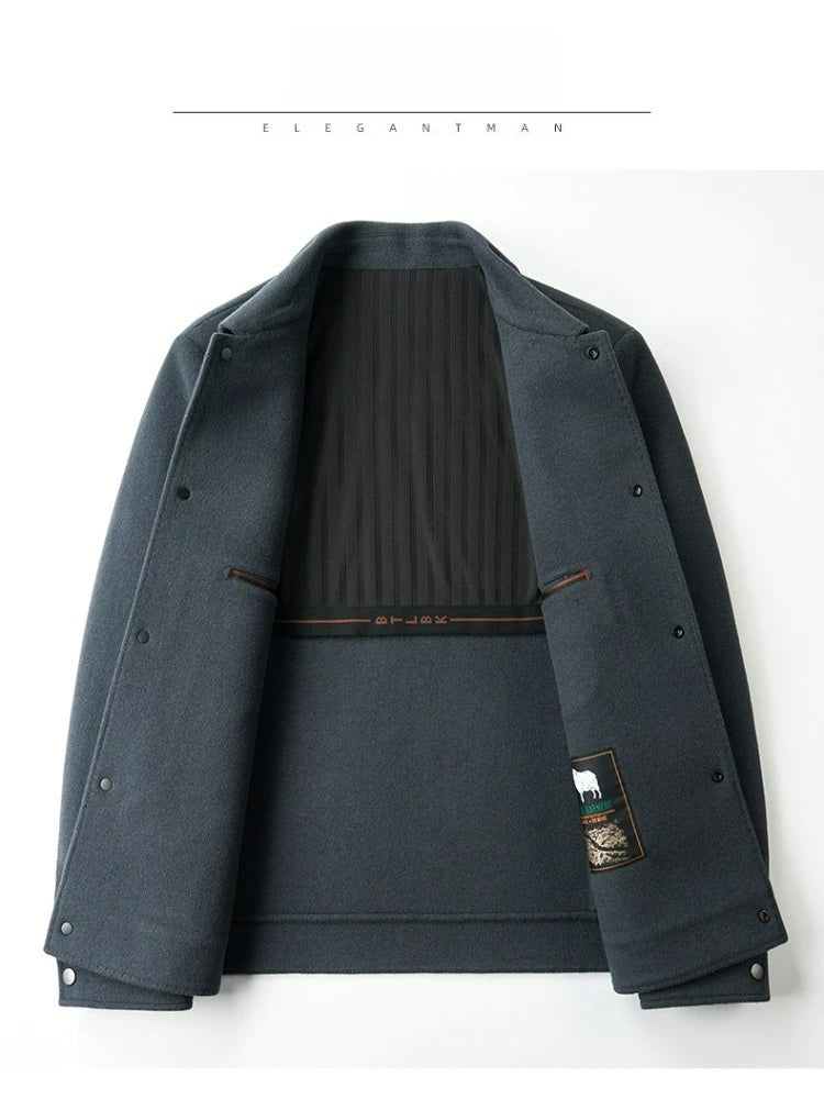 Men Slim Fit Wool Coat Business Jacket