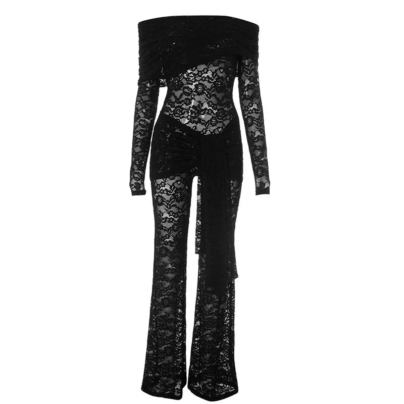 LaceReign™ – See-Through Party Jumpsuit (Seductive, Sheer & Chic)