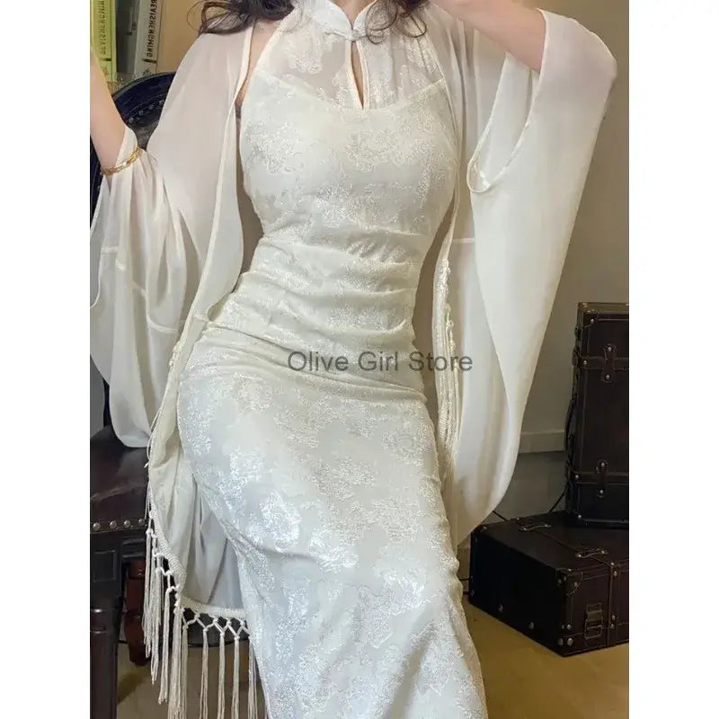 Women Qipao Two Piece Dress Set