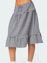 Women Floral Pleated Maxi Skirt