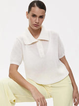 Women's Polo Collar Hollow Knit Sweater