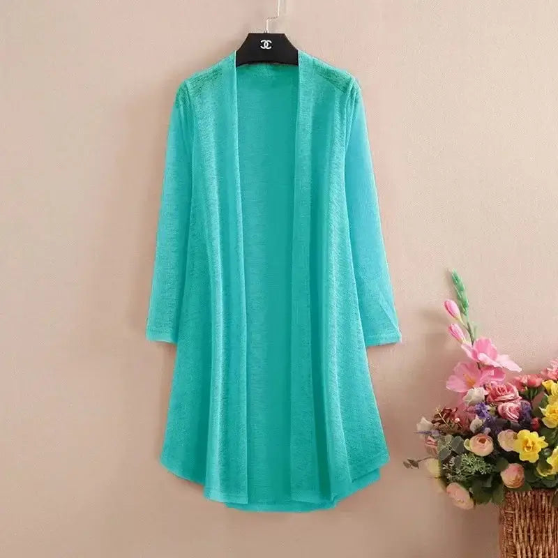Women Ice Silk Mesh Knit Cardigan 5XL