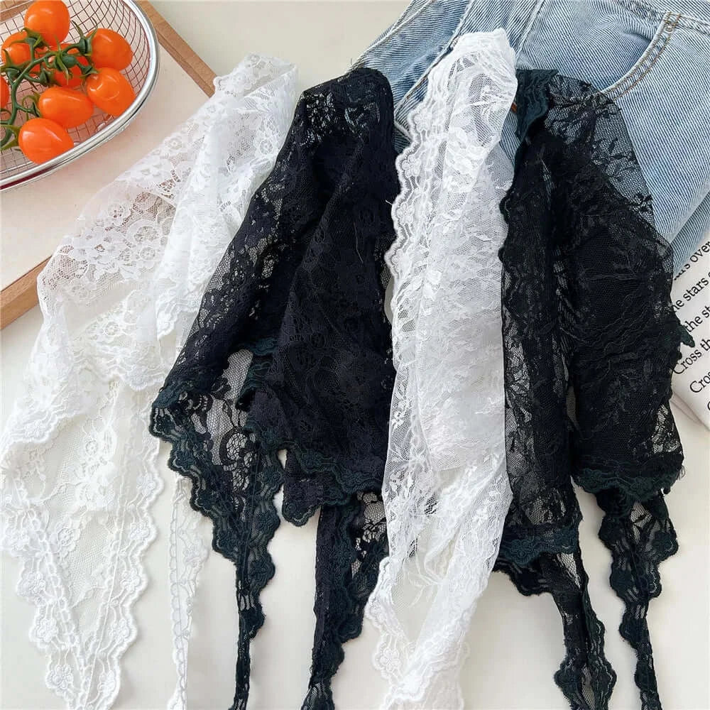 Women Embroidered Lace Mini Apron Skirt