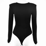 Women's Square Neck Long Sleeve Bodysuit – Sexy Bodycon Streetwear Top