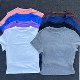 Women's Short Sleeve Yoga Crop Top – Soft Breathable Training Shirt