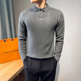 Men's Turn Down Collar Knit Sweater