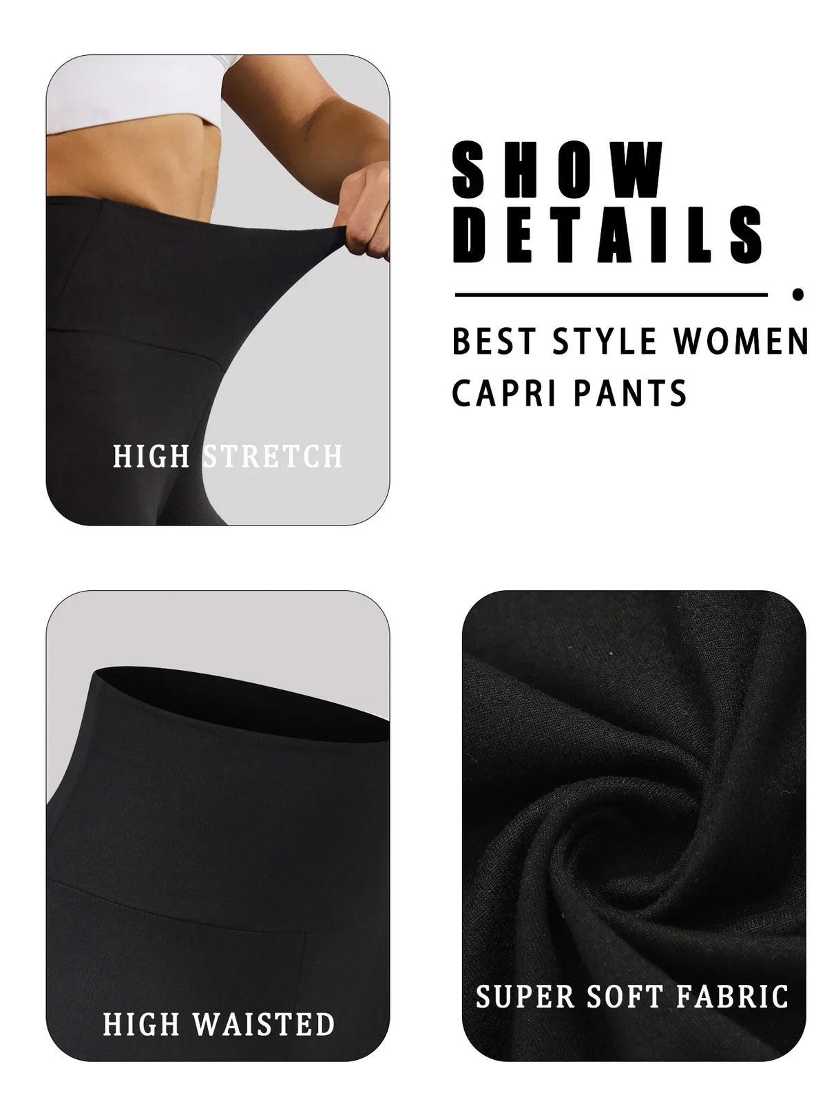 Women 3-Pack High Waist Capri Yoga Leggings