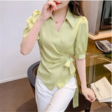 Chiffon V-Neck Short Sleeve Women's Jacket