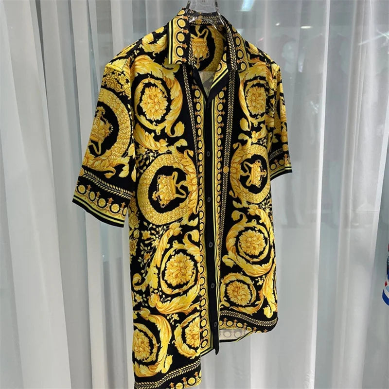 Men Silk Button Down Shirt