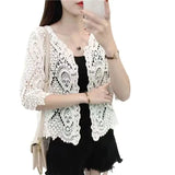 Women Crochet Lace Shrug Cardigan