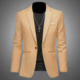 Men Slim Fit Single Button Blazer