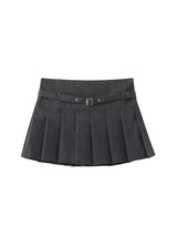 Women's Pleated Belted Skort Shorts