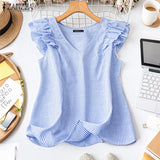 Women Striped Sleeveless V-Neck Top