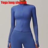 Women's Zip Long Sleeve Yoga Jacket – Slim Fit Gym Training Top