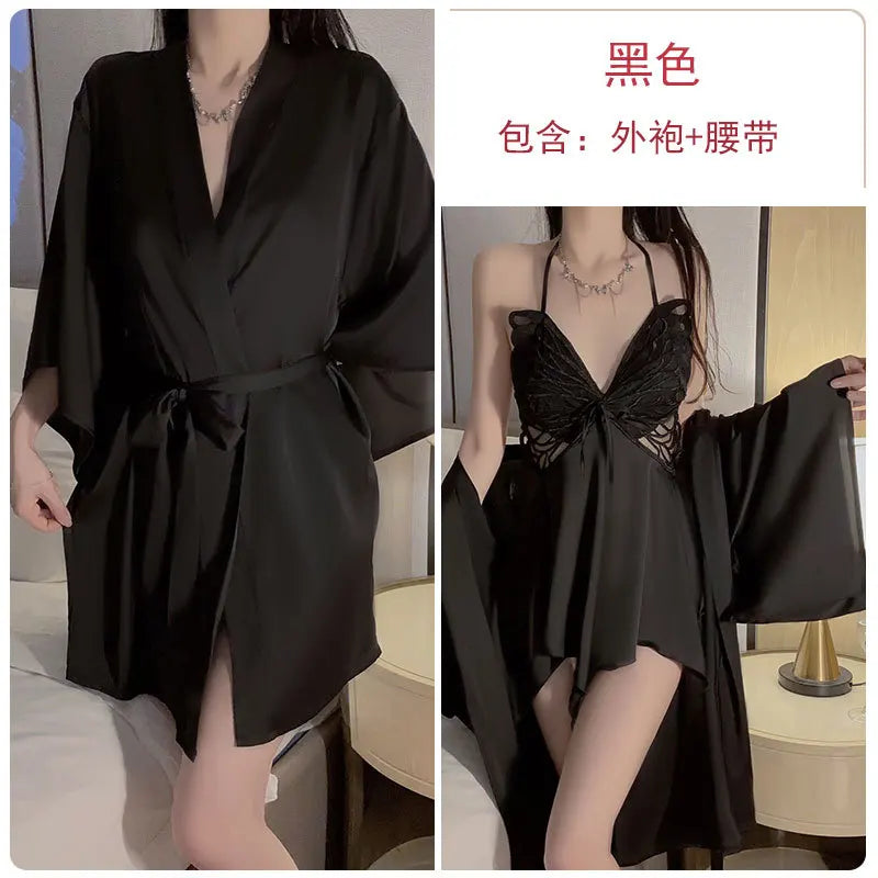 Women Bow Robe Sleep Set