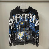 Men Rhinestone Zipper Hoodie