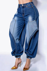 Women Plus Size Jogging Denim Jeans