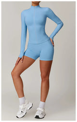 Seamless Women's Long Sleeve Yoga Jacket – Windproof Running Sports Top