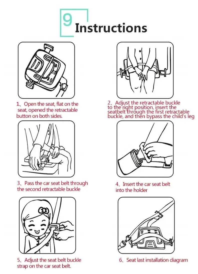 Step-by-step instructions for using the Ifold Portable Baby Car Seat, including buckling and seat adjustments.