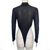 Sexy Black Mesh Bodysuit – See-Through Thong