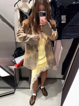 Women Lace Patchwork Dress Jacket Set