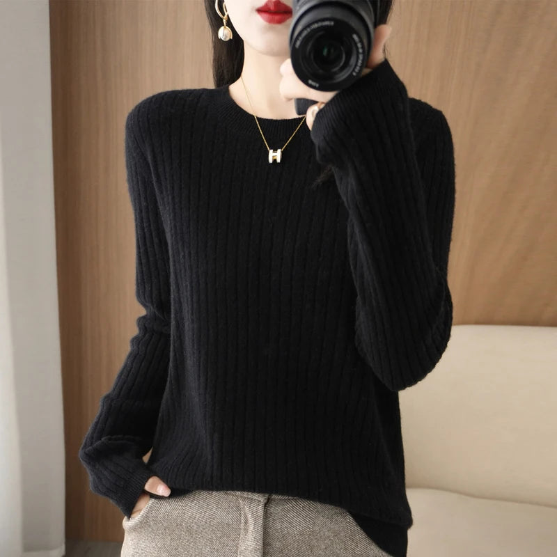 Women's Autumn Stripe Knit Pullover