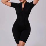 Women Sports Zipper Short Jumpsuit