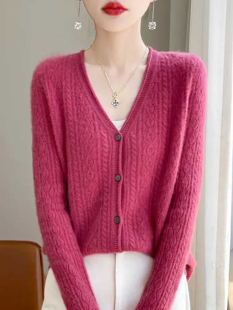 Women Merino Wool Cashmere Cardigan
