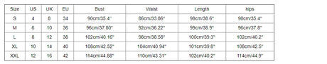 Size chart for loose casual maternity dress including bust, waist, length, and hip measurements for various sizes.