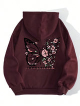 Rose Butterfly Graphic Hoodie